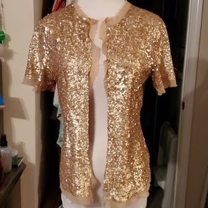 BEBE Gold sequin Cardigan size L(M)